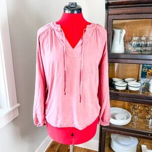Cloth & Stone Anthropologie Pink Peasant Blouse Women’s S V-Neck Boho